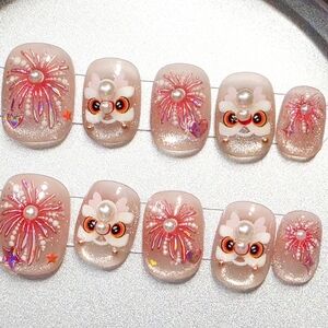 "Champagne Dreams" 3D Lunar New Year Press-Ons 2026 Year of the Horse Size S